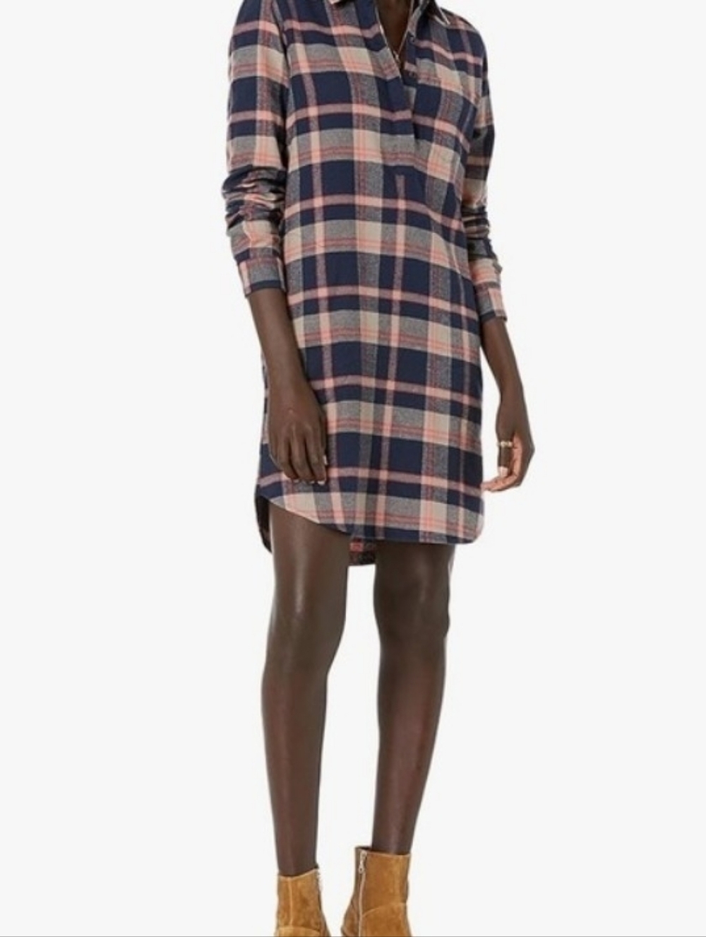 Goodthreads Navy and Red Plaid Shirt Dress